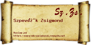 Szpevák Zsigmond névjegykártya
